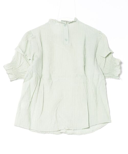 BLANC FICELLE（ブランフィセル）の「シャーリング　半袖　シャツ（シャツ/ブラウス・レディース・ホワイト/ミント・S/M/L）」の3枚目の写真