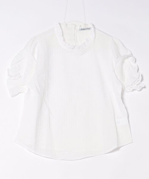 BLANC FICELLE（ブランフィセル）の「シャーリング　半袖　シャツ（シャツ/ブラウス・レディース・ホワイト/ミント・S/M/L）」の8枚目の写真