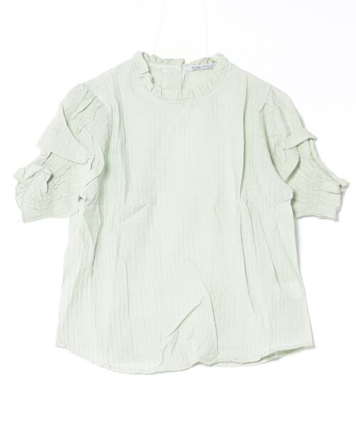 BLANC FICELLE（ブランフィセル）の「シャーリング　半袖　シャツ（シャツ/ブラウス・レディース・ホワイト/ミント・S/M/L）」の9枚目の写真