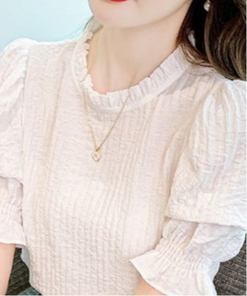 BLANC FICELLE（ブランフィセル）の「シャーリング　半袖　シャツ（シャツ/ブラウス・レディース・ホワイト/ミント・S/M/L）」の21枚目の写真