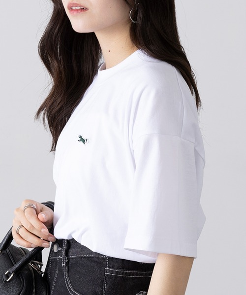 PENNEYS(ぺニーズ)の「【THE FOX】別注 キツネワッペンRound body ワンポイントTシャツ 丸胴キツネTシャツ(Tシャツ/カットソー・レディース・ブラック/ホワイト・M/S)」の6枚目の写真