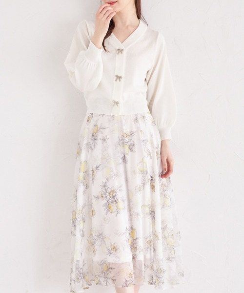 tocco closet(トッコ クローゼット)の「取り外し可能なビジューリボン付きカーディガン(カーディガン/ボレロ・レディース・ブラック/ホワイト/ピンク・M)」の6枚目の写真