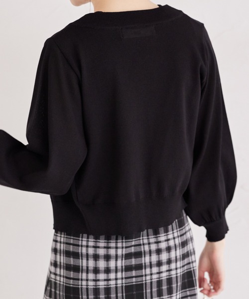 tocco closet(トッコ クローゼット)の「取り外し可能なビジューリボン付きカーディガン(カーディガン/ボレロ・レディース・ブラック/ホワイト/ピンク・M)」の13枚目の写真