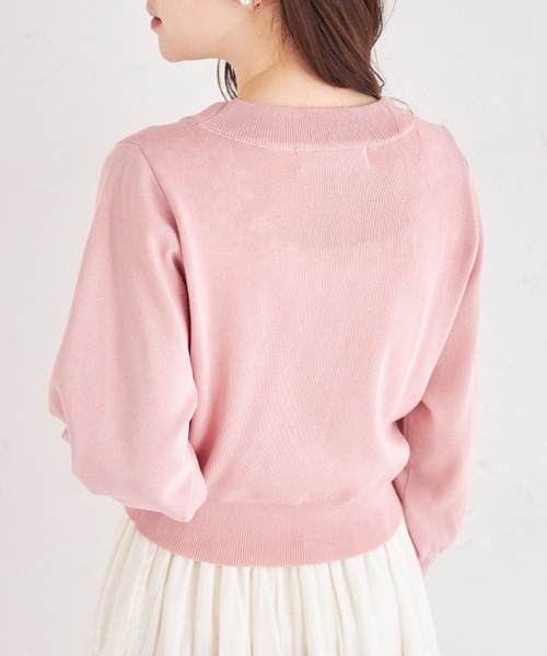 tocco closet(トッコ クローゼット)の「取り外し可能なビジューリボン付きカーディガン(カーディガン/ボレロ・レディース・ブラック/ホワイト/ピンク・M)」の21枚目の写真