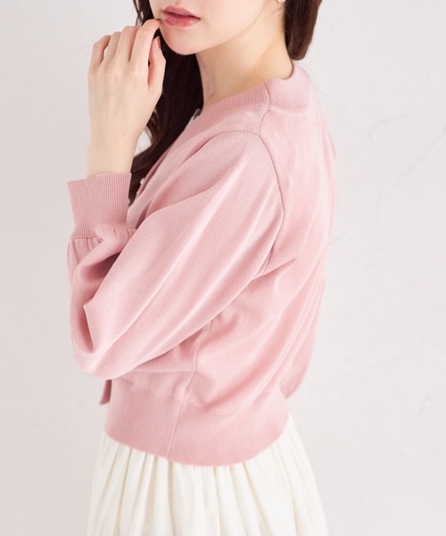 tocco closet(トッコ クローゼット)の「取り外し可能なビジューリボン付きカーディガン(カーディガン/ボレロ・レディース・ブラック/ホワイト/ピンク・M)」の20枚目の写真