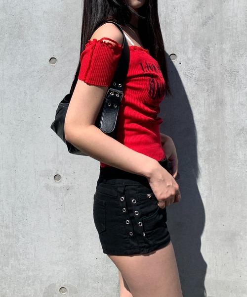 lilful（リルフル）の「★お気に入り数2万人突破！/累計販売点数6,000点！★【スタイル盛れ確定！】アソートスタッズ付き サイドアイレット ハイウエストデザイン デニムショートパンツ（デニムパンツ・レディース・ブラック/ホワイト/ブルー/ブルー系その他・M/S/L）」の18枚目の写真