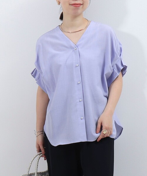 MICO COULIER(ミコクリエ)の「サップタンブラーシャツ(シャツ/ブラウス・レディース・キャメル/ラベンダー/チャコールグレー/グレイッシュベージュ・38)」の3枚目の写真