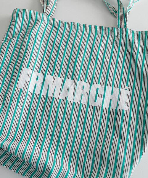 DISCOAT（ディスコート）の「【ふるりマルシェ】ブロックプリントストライプトートバッグ（トートバッグ・レディース・ブルー/イエロー/ピンク/グリーン・FREE）」の9枚目の写真