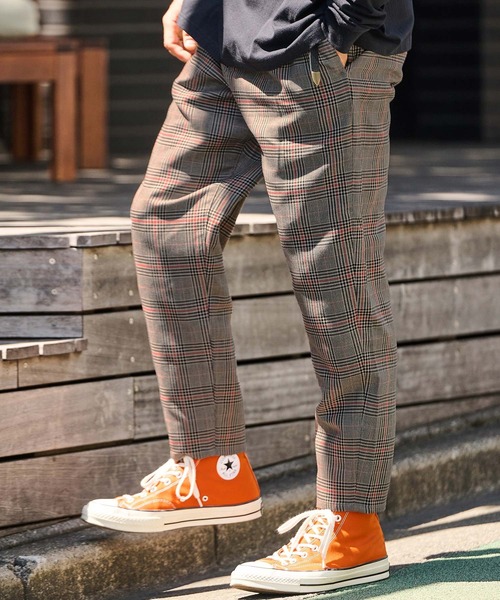 mp13721- Plaid Pattern Ankle Tapered Pants チェック柄テーパード