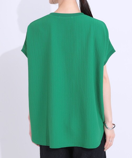 Cutie Blonde（キューティーブロンド）の「【洗える】ぽこぽこフレンチスリーブTシャツ（Tシャツ/カットソー・レディース・ホワイト系3/ホワイト系1/グレー系その他3/グリーン系その他2/ブラック系・00）」の8枚目の写真