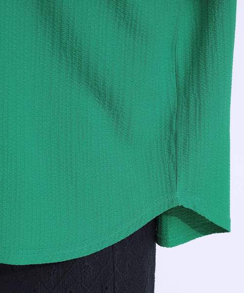 Cutie Blonde（キューティーブロンド）の「【洗える】ぽこぽこフレンチスリーブTシャツ（Tシャツ/カットソー・レディース・ホワイト系3/ホワイト系1/グレー系その他3/グリーン系その他2/ブラック系・00）」の11枚目の写真