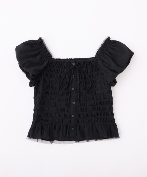 one after another NICE CLAUP（ワンアフターアナザーナイスクラップ）の「シャーリングブラウス（シャツ/ブラウス・レディース・ブラック/ホワイト/サックスブルー・FREE）」の15枚目の写真