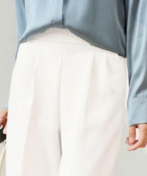 Beststore(ベストストア)の「エステルストレッチストレッチ センタープレス テーパードパンツ(スラックス・レディース・ホワイト/ブラック/グレー・S/M/L/XL)」の12枚目の写真