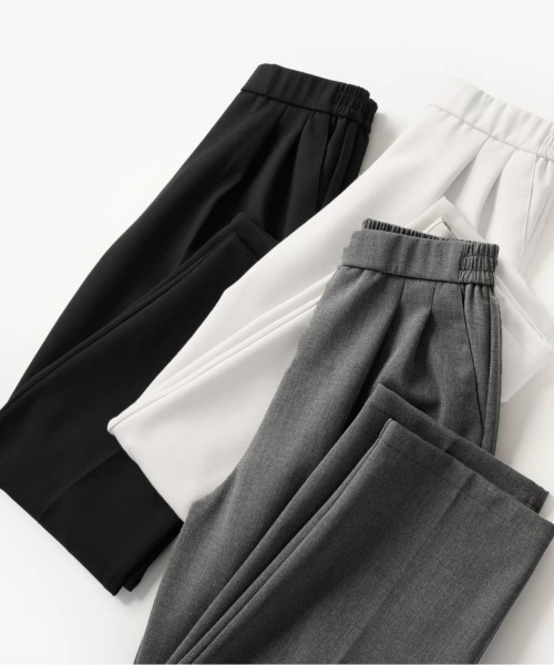 Beststore(ベストストア)の「エステルストレッチストレッチ センタープレス テーパードパンツ(スラックス・レディース・ホワイト/ブラック/グレー・S/M/L/XL)」の20枚目の写真