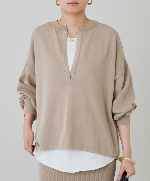 スキッパー和紙ニット　定価18700円　 ラウンジドレス Loungedress ニット セーター スキッパー和紙ニット レディース