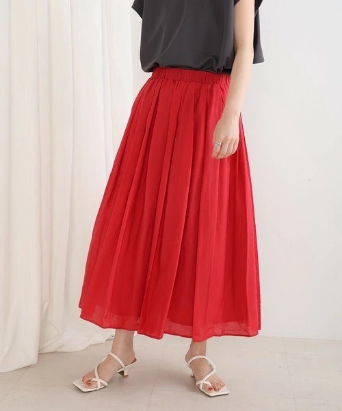 Bou Jeloud（ブージュルード）の「パンチングレザータックフレアスカート（スカート・レディース・グレー/ブラック/レッド・FREE）」の8枚目の写真