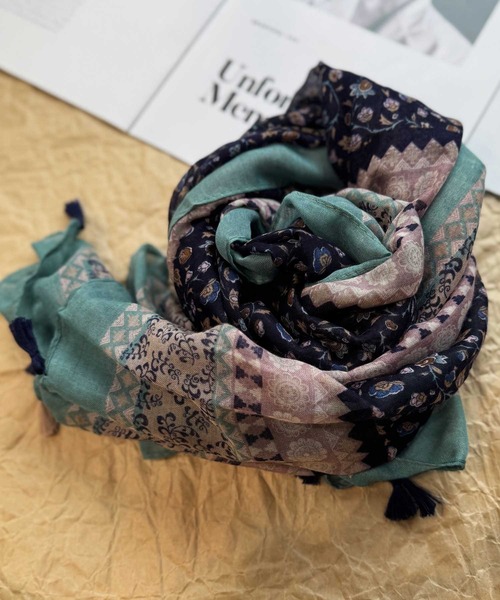 NOLITA LABORATORY(ノリータラボラトリー)の「【 NOLITA / ノリータ 】花柄 ボヘミアン タッセル ストール スカーフ ショール 大判ストール レディース 薄手 総柄 フリンジ付き ショール マフラー(ストール/ショール・レディース・ブルー/ローズ/グレー/イエロー/ブラック・FREE)」の9枚目の写真