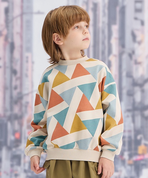 セール】オーバーサイズトレーナー（幾何学）（スウェット