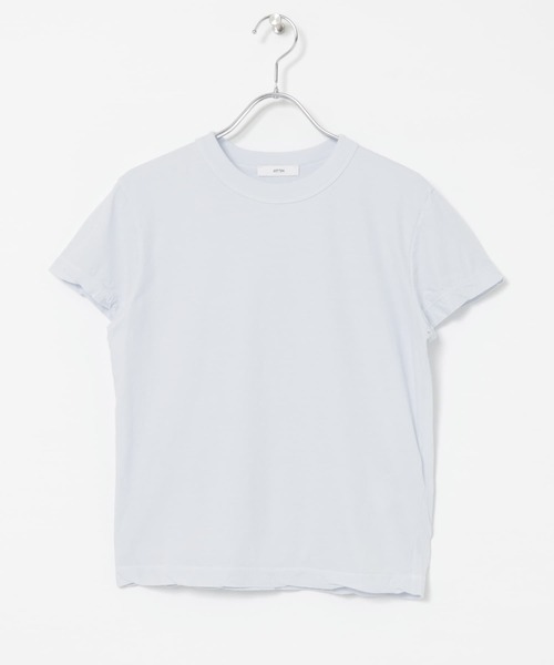 ATON(エイトン)の「ATON FRESCA SL JS TIGHT FIT T-SHIRTS(Tシャツ/カットソー・レディース・ホワイト/ピンク/ライトブルー/ブラック・2)」の1枚目の写真