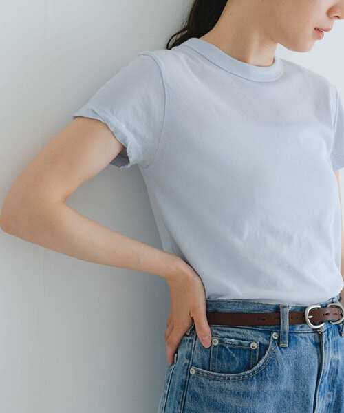 ATON(エイトン)の「ATON FRESCA SL JS TIGHT FIT T-SHIRTS(Tシャツ/カットソー・レディース・ホワイト/ピンク/ライトブルー/ブラック・2)」の5枚目の写真