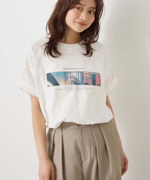 AMERICAN HOLIC（アメリカンホリック）の「ボックスフォトTシャツ（Tシャツ/カットソー・レディース・ライトグレー/オフホワイト/ブラック・M/L）」の5枚目の写真