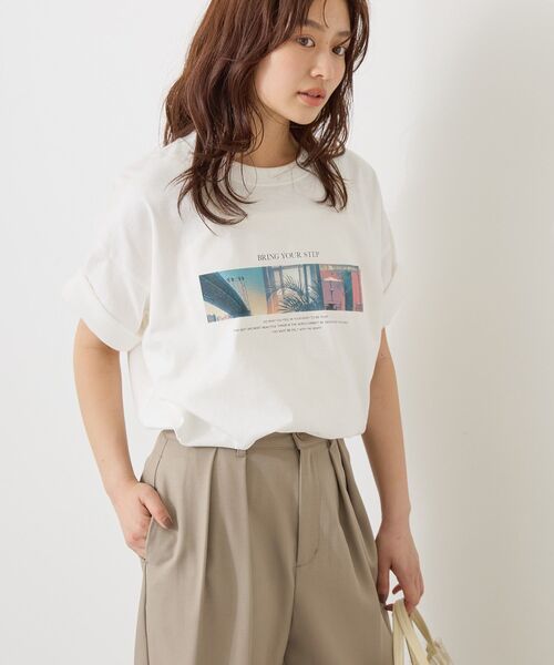AMERICAN HOLIC（アメリカンホリック）の「ボックスフォトTシャツ（Tシャツ/カットソー・レディース・ライトグレー/オフホワイト/ブラック・M/L）」の7枚目の写真