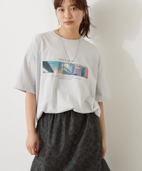 AMERICAN HOLIC（アメリカンホリック）の「ボックスフォトTシャツ（Tシャツ/カットソー・レディース・ライトグレー/オフホワイト/ブラック・M/L）」の12枚目の写真
