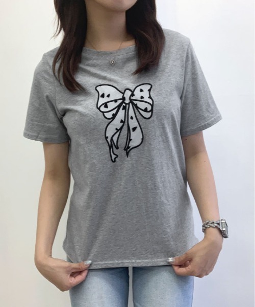 kirakiraShop(キラキラショップ)の「リボン 刺繍 デザイン Tシャツ(Tシャツ/カットソー・レディース・ブラック/グレー/ホワイト・FREE)」の13枚目の写真