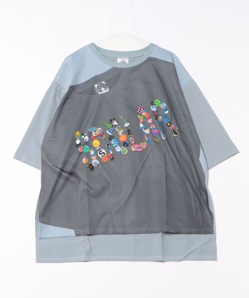 152711：ロゴバッヂトリックアート柄Tシャツ（Tシャツ