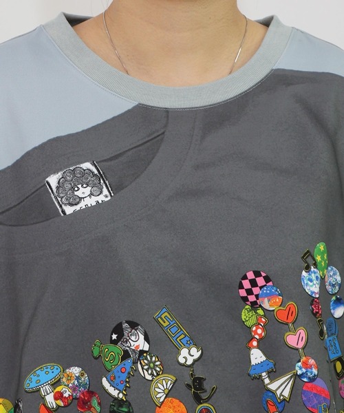 セール】152711：ロゴバッヂトリックアート柄Tシャツ（Tシャツ