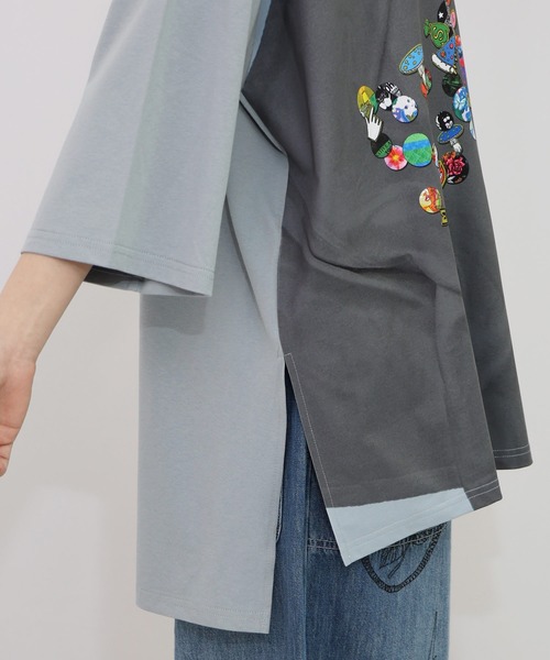 セール】152711：ロゴバッヂトリックアート柄Tシャツ（Tシャツ