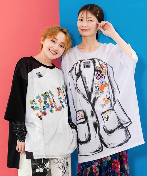 セール】152711：ロゴバッヂトリックアート柄Tシャツ（Tシャツ