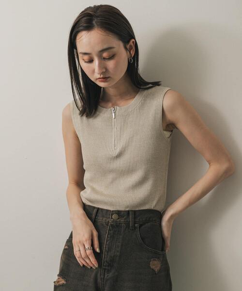 SENSE OF PLACE by URBAN RESEARCH（センスオブプレイスバイアーバンリサーチ）の「フロントジップメランジセーター（ニット/セーター・レディース・ベージュ/ブラウン/グレー・ONE）」の15枚目の写真