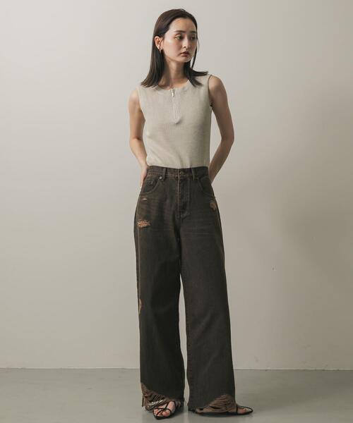 SENSE OF PLACE by URBAN RESEARCH（センスオブプレイスバイアーバンリサーチ）の「フロントジップメランジセーター（ニット/セーター・レディース・ベージュ/ブラウン/グレー・ONE）」の13枚目の写真