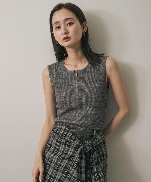 SENSE OF PLACE by URBAN RESEARCH（センスオブプレイスバイアーバンリサーチ）の「フロントジップメランジセーター（ニット/セーター・レディース・ベージュ/ブラウン/グレー・ONE）」の18枚目の写真