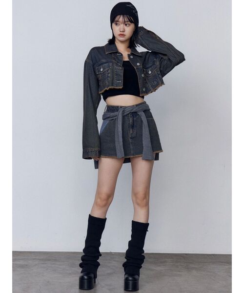 EMODA（エモダ）の「チャームフレアレッグウォーマー（レッグウォーマー・レディース・グレー/ブラック・FREE）」の12枚目の写真