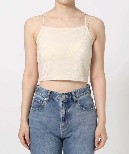 LOWRYS FARM(ローリーズファーム)の「ベロアバンドゥ 579415(キャミソール・レディース・アイボリー/ブラック・FREE)」の3枚目の写真