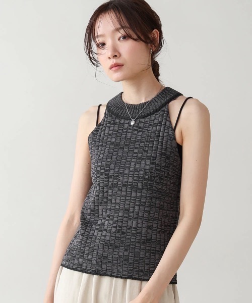 Bab（バブ）の「アメスリニットトップス（タンクトップ・レディース・チャコールグレー/ベージュ/グリーン・FREE）」の5枚目の写真