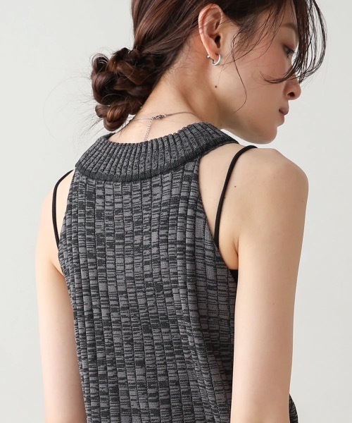 Bab（バブ）の「アメスリニットトップス（タンクトップ・レディース・チャコールグレー/ベージュ/グリーン・FREE）」の7枚目の写真