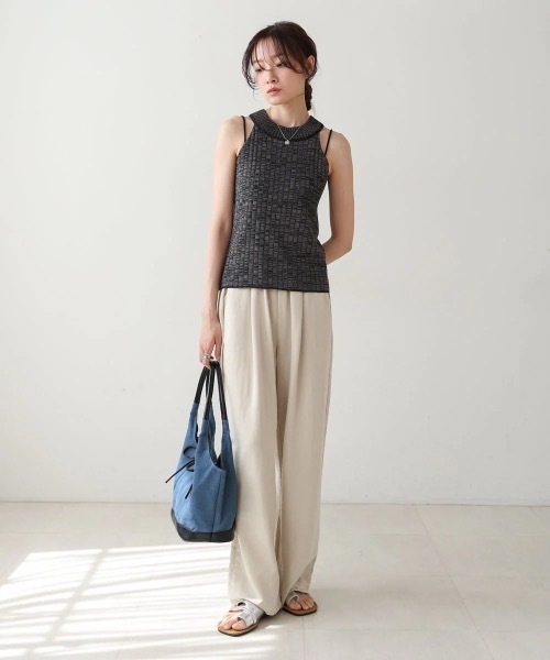 Bab（バブ）の「アメスリニットトップス（タンクトップ・レディース・チャコールグレー/ベージュ/グリーン・FREE）」の12枚目の写真