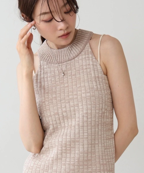 Bab（バブ）の「アメスリニットトップス（タンクトップ・レディース・チャコールグレー/ベージュ/グリーン・FREE）」の15枚目の写真