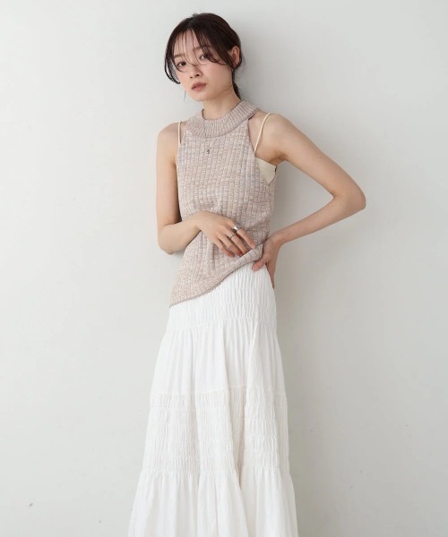 Bab（バブ）の「アメスリニットトップス（タンクトップ・レディース・チャコールグレー/ベージュ/グリーン・FREE）」の17枚目の写真