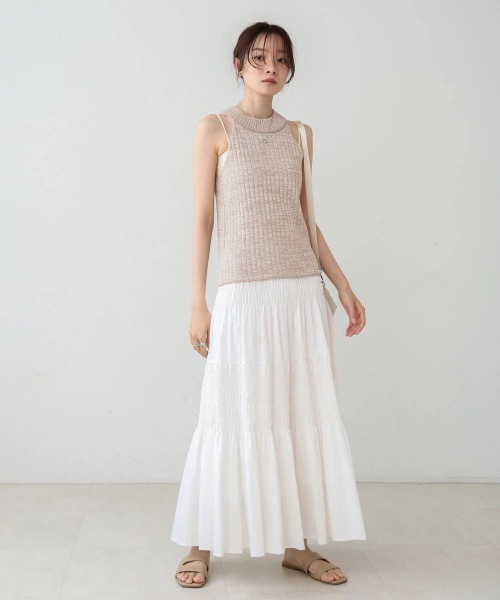 Bab（バブ）の「アメスリニットトップス（タンクトップ・レディース・チャコールグレー/ベージュ/グリーン・FREE）」の18枚目の写真