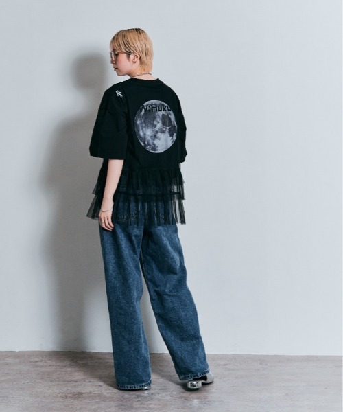 W:Huku(フーク)の「ソフトチュール ティアード ペプラム シアー トップス / ノースリーブ 袖なし(タンクトップ・レディース・オフホワイト/ブラック・FREE)」の19枚目の写真