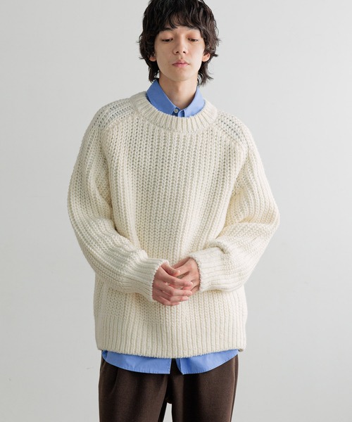 LOWRYS FARM（ローリーズファーム）の「【LFM(U)】アゼオーバーニット　 571343（ニット/セーター・メンズ・ブルー/ブラック/ブラウン/ホワイト・MEDIUM/LARGE）」の21枚目の写真