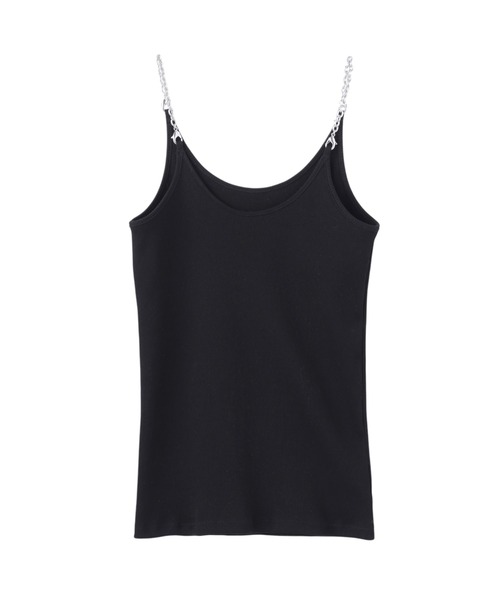JOHN LAWRENCE SULLIVAN（ジョンローレンスサリバン）の「COTTON RIB CHAIN STRAP CAMISOLE（Tシャツ/カットソー・レディース・ブラック/ホワイト・ONE SIZE）」の2枚目の写真