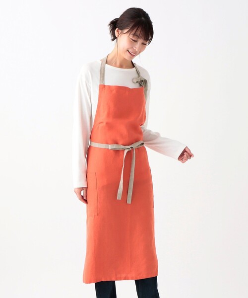 Afternoon Tea（アフタヌーンティー）の「リネンエプロン（エプロン・レディース・ベージュ/オレンジ/ブルー・ONE SIZE）」の4枚目の写真