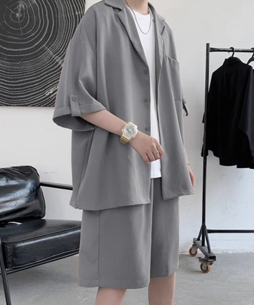 CERCA（チェルカ）の「【NOWLE】リラックスフィット オープンカラー 半袖シャツ＆ハーフパンツ サマー セットアップ（セットアップ・メンズ・ブラック/グレー・MEDIUM/LARGE）」の21枚目の写真