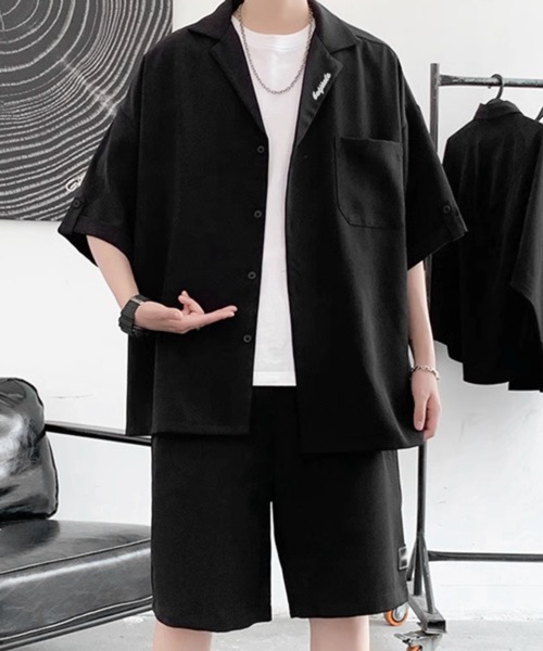 CERCA（チェルカ）の「【NOWLE】リラックスフィット オープンカラー 半袖シャツ＆ハーフパンツ サマー セットアップ（セットアップ・メンズ・ブラック/グレー・MEDIUM/LARGE）」の14枚目の写真