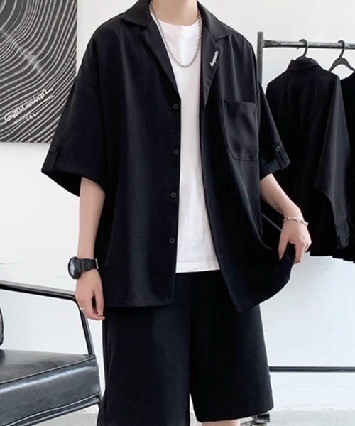 CERCA（チェルカ）の「【NOWLE】リラックスフィット オープンカラー 半袖シャツ＆ハーフパンツ サマー セットアップ（セットアップ・メンズ・ブラック/グレー・MEDIUM/LARGE）」の12枚目の写真